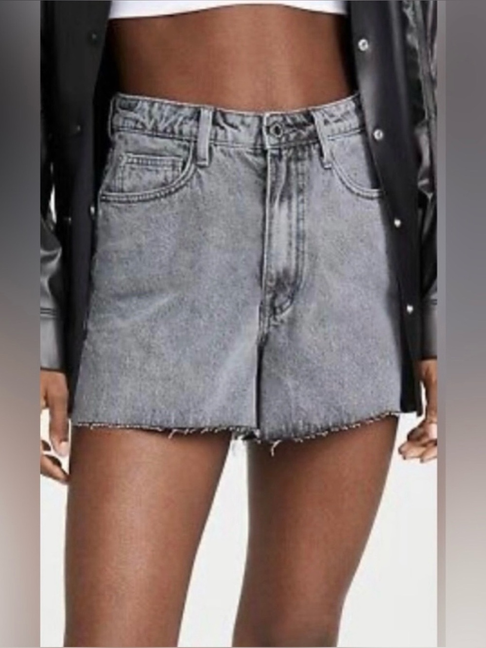 NET WeWoreWhat Washed Grey Boyfriend Jean Shorts, Size 24